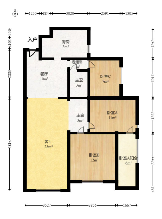 北辰中央公园A区  3室2厅1卫   93.00万