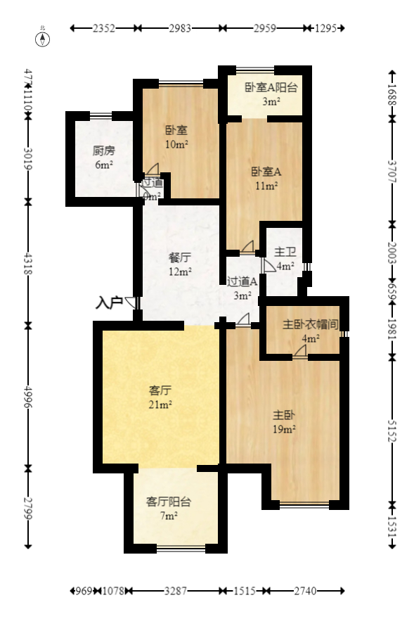 博林金谷  3室2厅1卫   158.00万室内图1