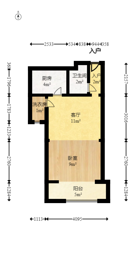 蓝山郡  1室1厅1卫   35.00万室内图1
