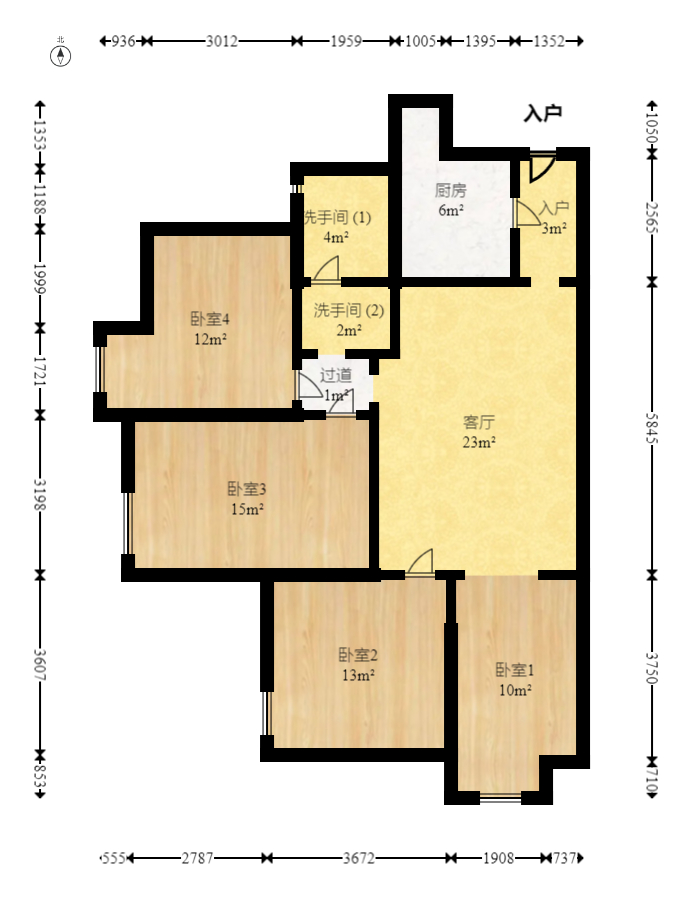 欧园  3室2厅2卫   89.00万室内图1