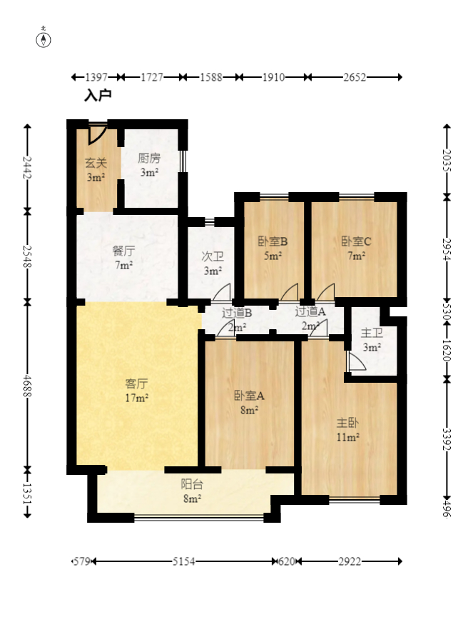 越秀悦湖台  4室2厅2卫    210.0万室内图1