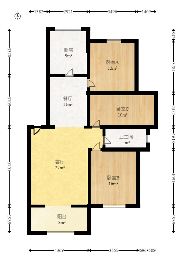 澳海澜庭  3室2厅1卫   88.90万室内图1
