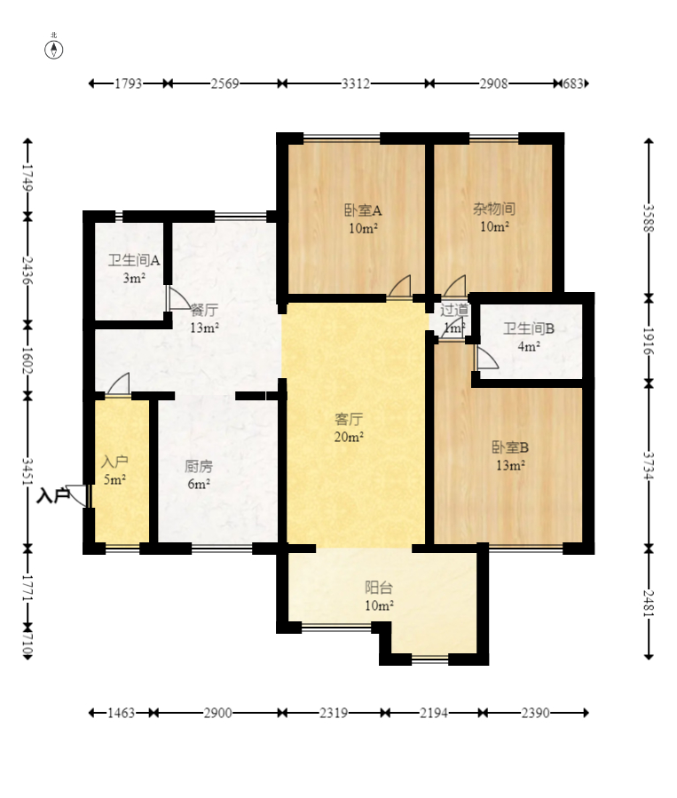 时代倾城一期  3室2厅1卫   112.00万室内图1