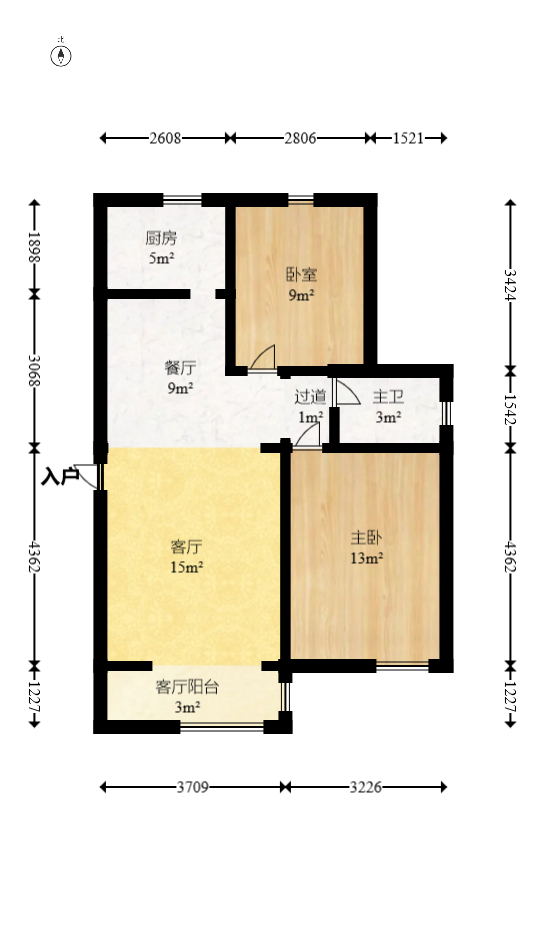 圆梦完美生活  2室2厅1卫   58.00万室内图1