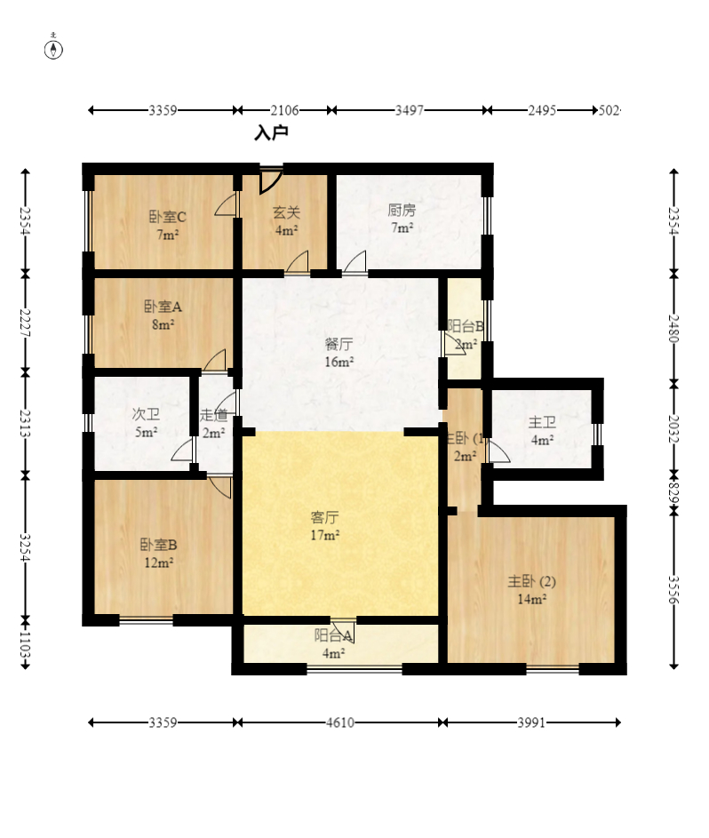融科东南海  4室2厅2卫   168.00万室内图1