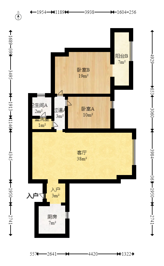 双盈卧龙湾  2室2厅1卫   86.00万室内图1