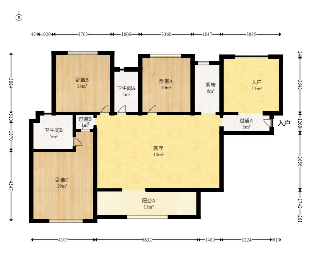 润和又一城 4室2厅2卫 98.0万 润和又一城 4室2厅2卫 98.0万户型图