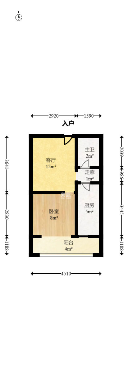 北辰中央公园B区  1室1厅1卫   46.00万