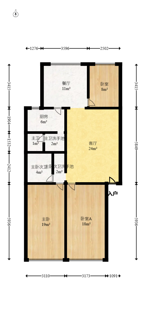 长征花园  3室2厅1卫   89.00万室内图1