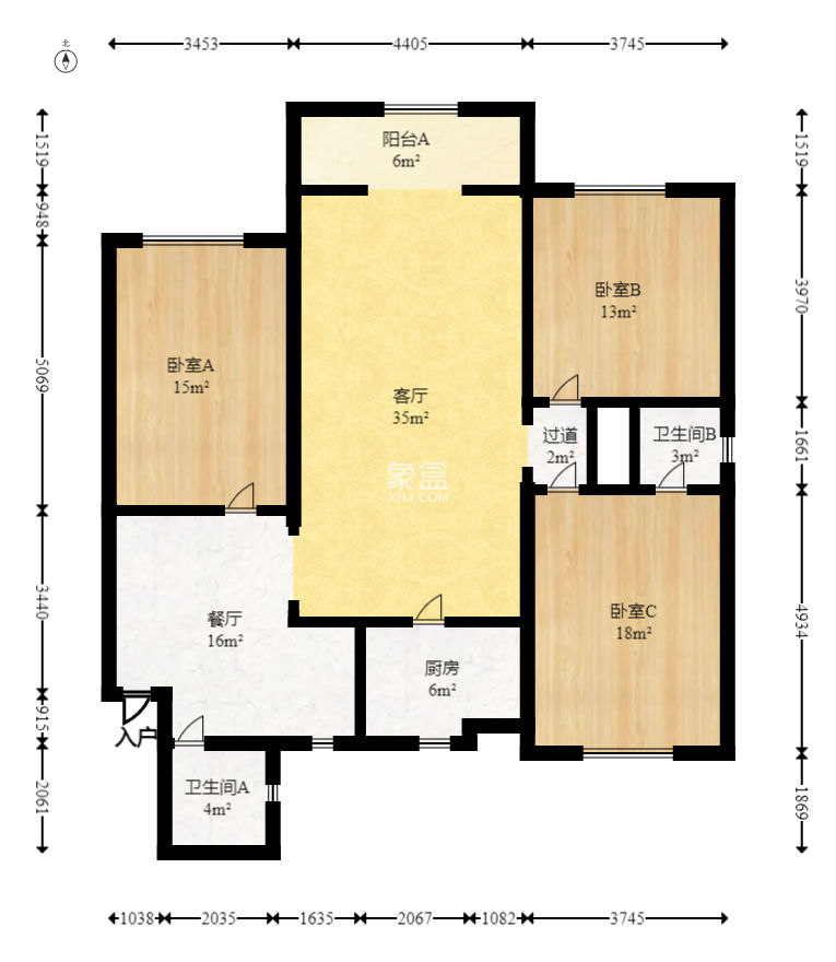 阳光花园  3室2厅2卫   64.00万