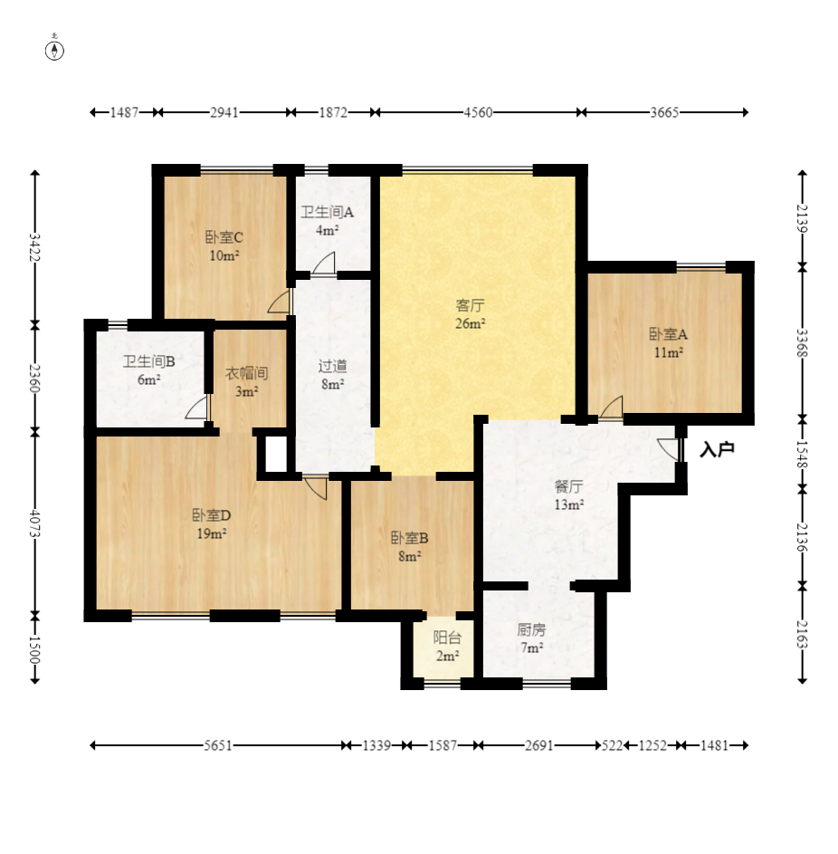 悦湖山 4室2厅2卫 111.00万 悦湖山 4室2厅2卫 111.00万户型图