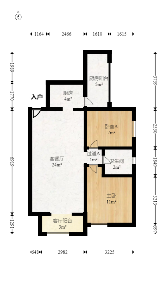 天麓尚层  2室2厅1卫    62.0万室内图1
