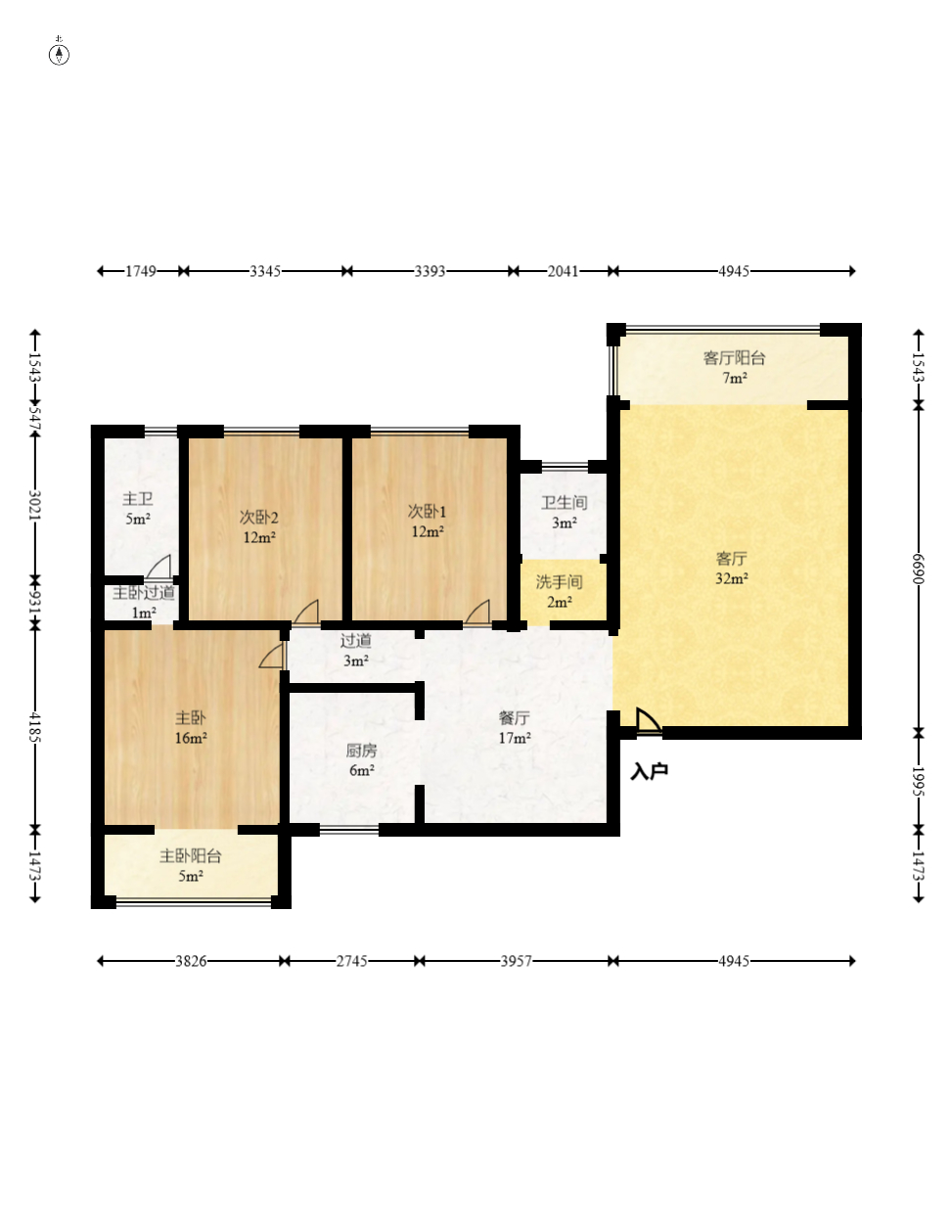 楚天世纪城东苑 3室2厅1卫 92.80万 楚天世纪城东苑 3室2厅1卫 92.80万户型图