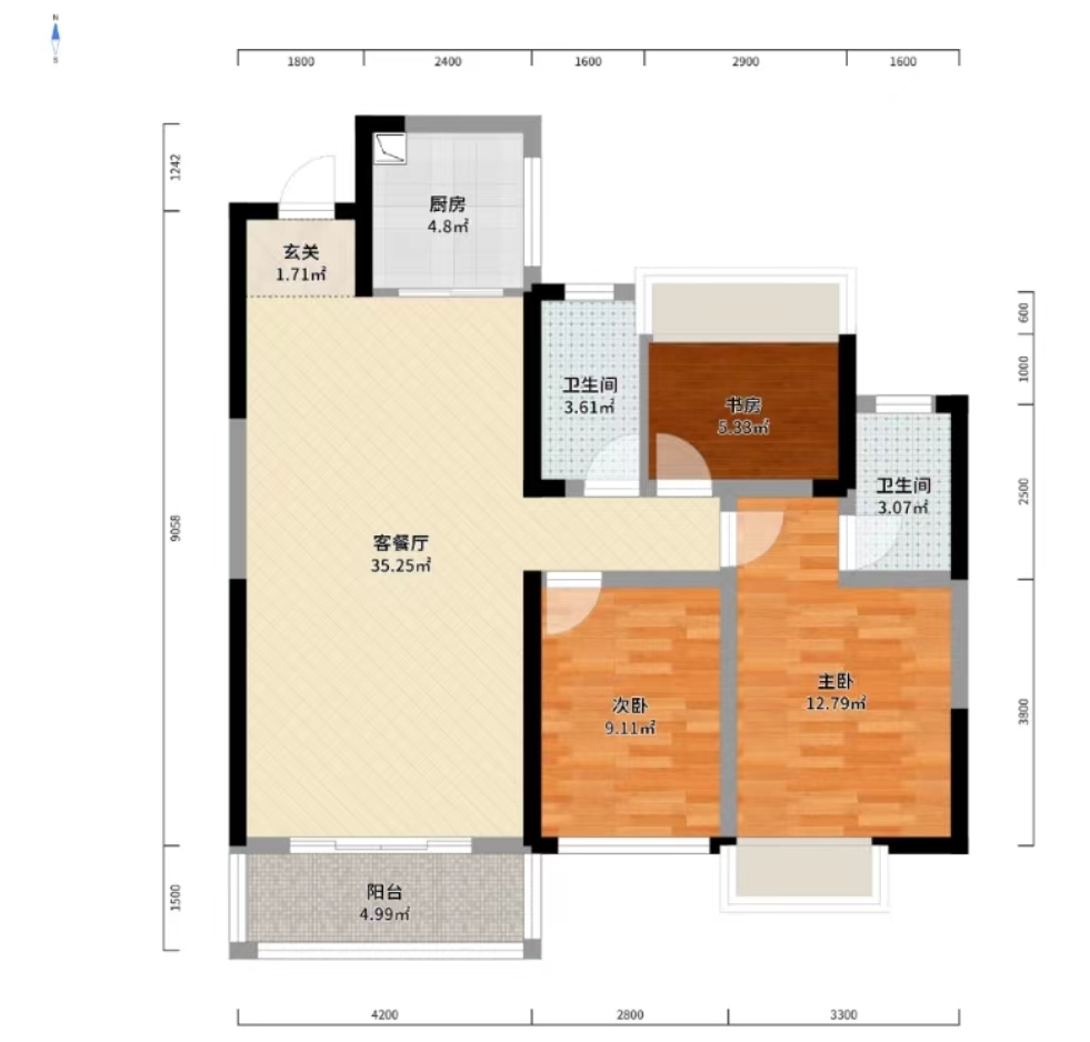 望云印象  3室2厅2卫   61.80万