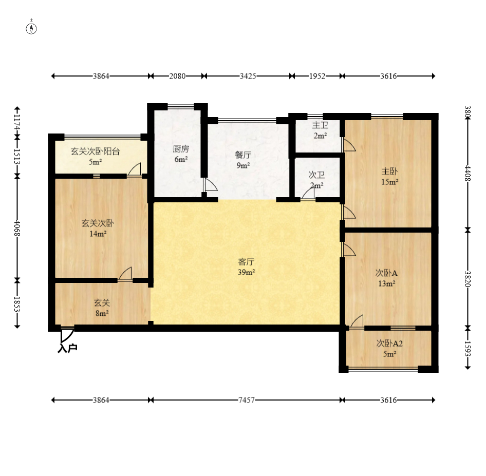 湖动社区新河市场（新河家具城）  3室2厅2卫    99.0万室内图1