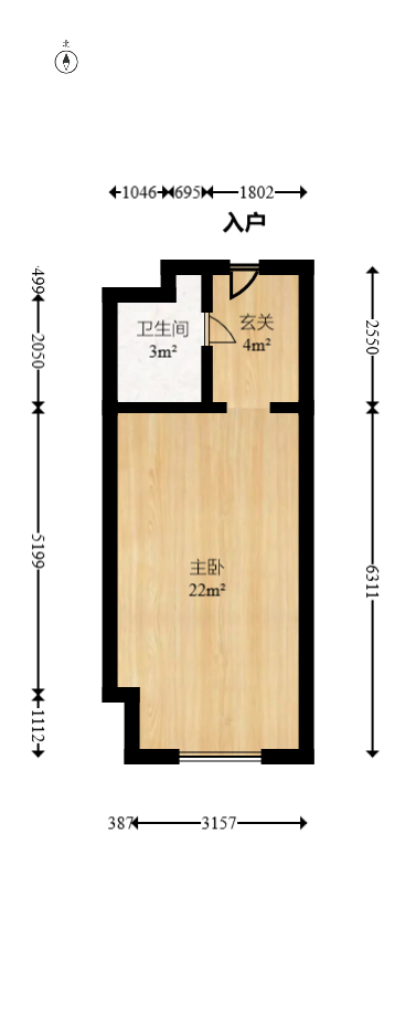 钰龙天下二期（钰龙佳园）  1室1厅1卫   101.00万室内图1