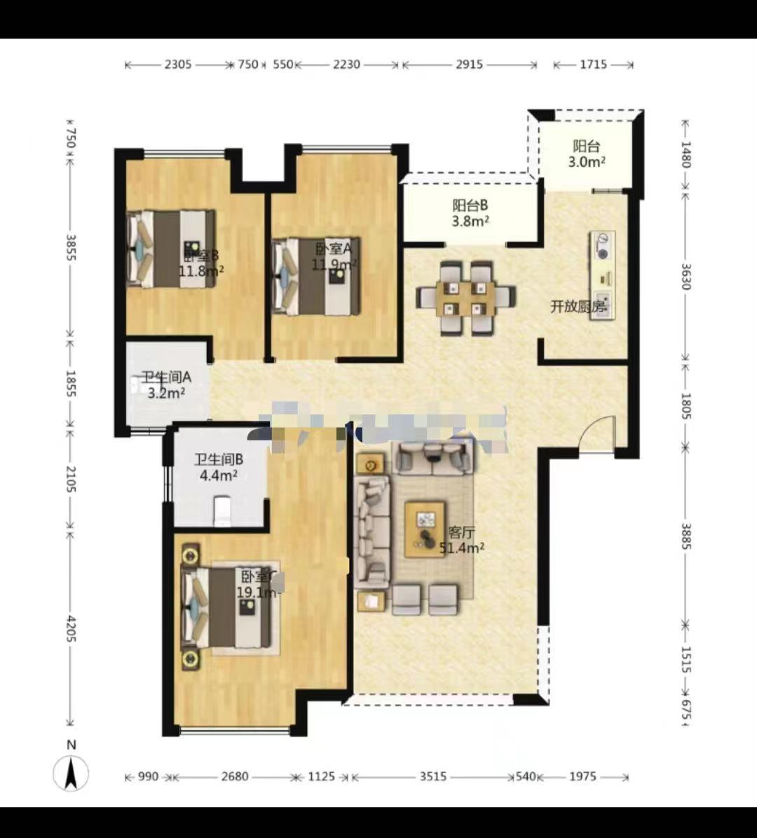 磐龙生态社区 3室2厅2卫 56.80万 磐龙生态社区 3室2厅2卫 56.80万室内图
