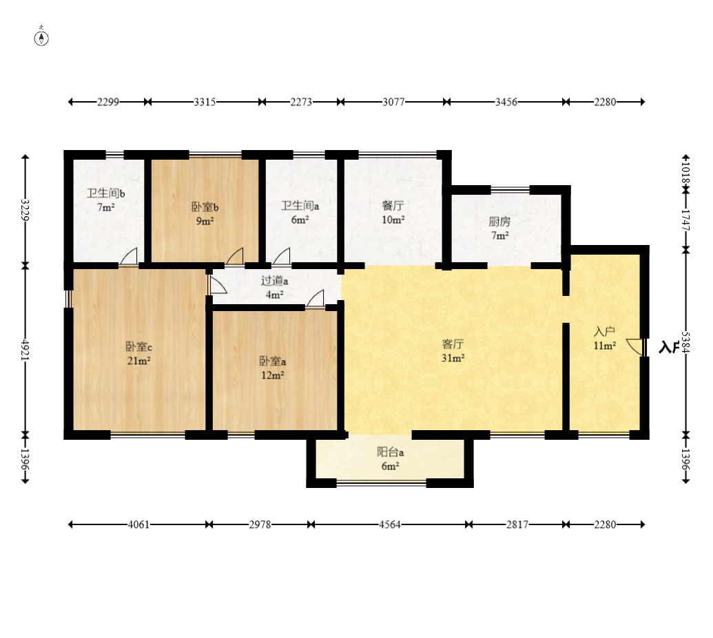幸福庄园 3室2厅2卫 103.0万 幸福庄园 3室2厅2卫 103.0万户型图