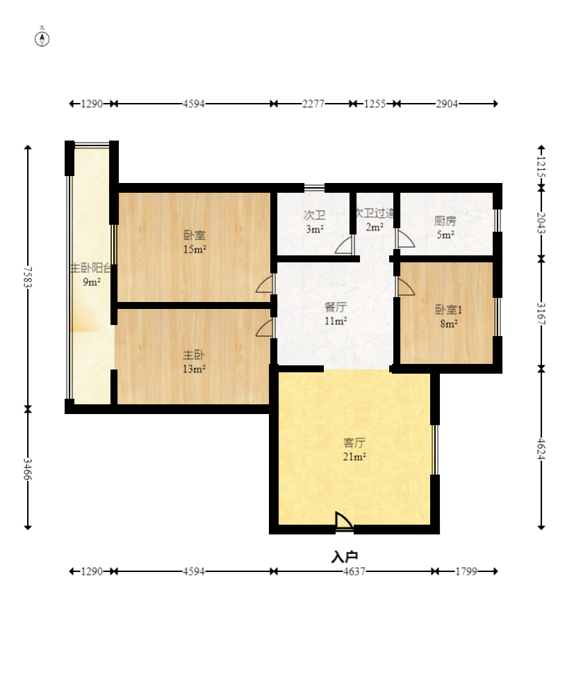 省建行宿舍  3室2厅1卫   130.00万室内图1