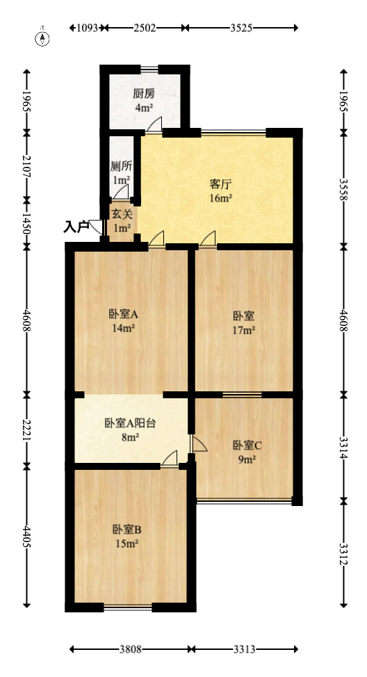 中南大学南校区  3室2厅1卫    61.6万室内图1
