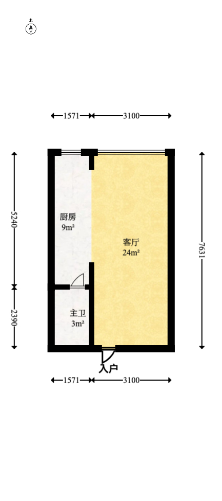 中信文化广场（中信新城二期）  1室1厅1卫   28.00万室内图1