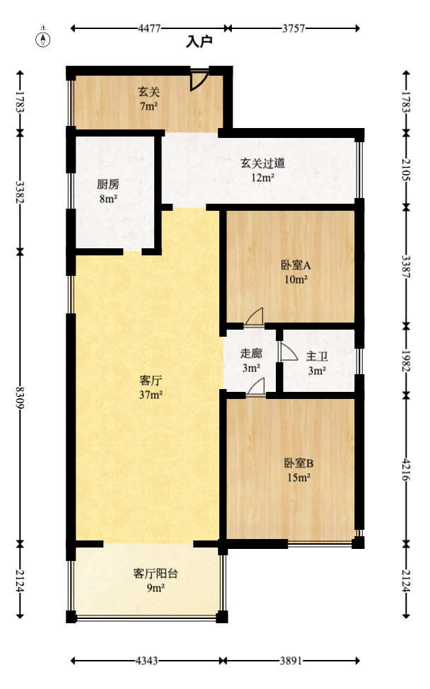 华电湘苑  3室2厅1卫    91.5万室内图1