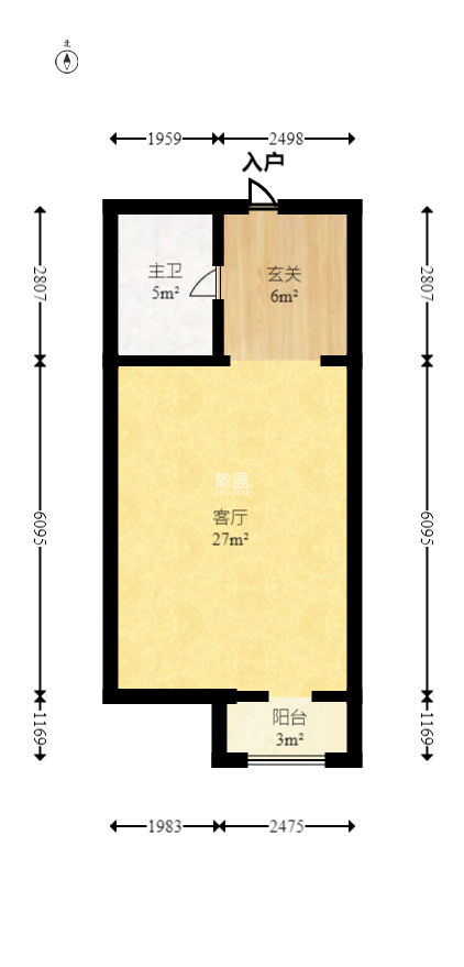 北辰三角洲E4区  1室1厅1卫   75.00万