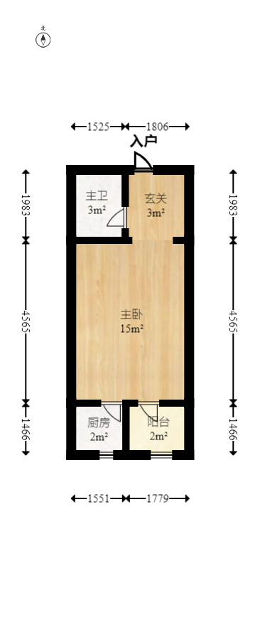 湖湾世景  1室1厅1卫   31.80万室内图1