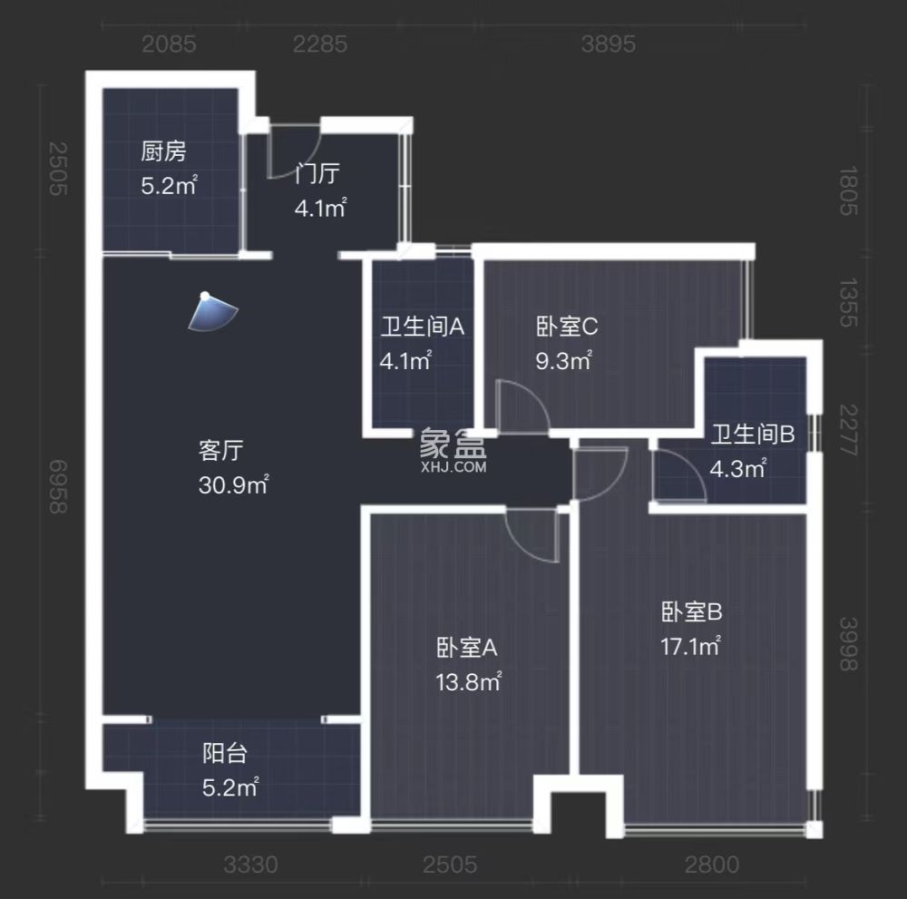 美的城三期  3室2厅2卫   64.00万