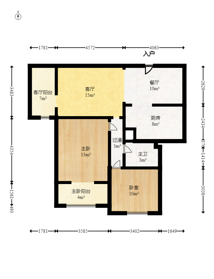 好望谷  3室2厅1卫   59.80万室内图1