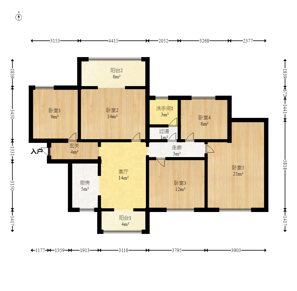 上海城小区 4室2厅2卫 110.00万 上海城小区 4室2厅2卫 110.00万户型图