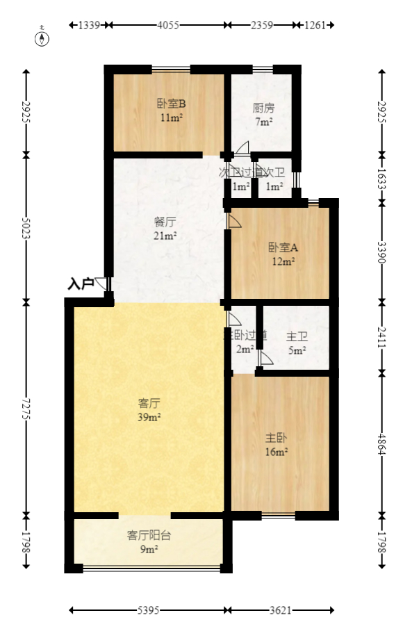 银晟花园  3室2厅2卫   88.00万室内图1