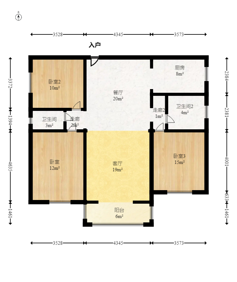 方略学府佳境 3室2厅2卫 53.8万 方略学府佳境 3室2厅2卫 53.8万户型图