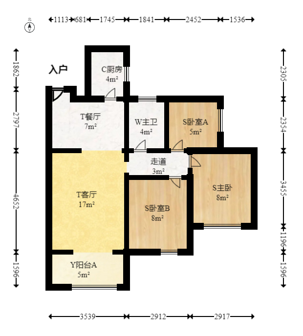 万里时代  3室2厅1卫   112.00万室内图1