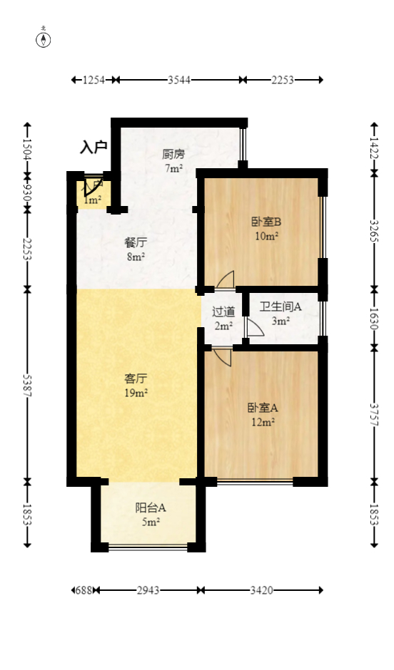 长房半岛蓝湾（观山月）  2室2厅1卫   88.80万室内图1