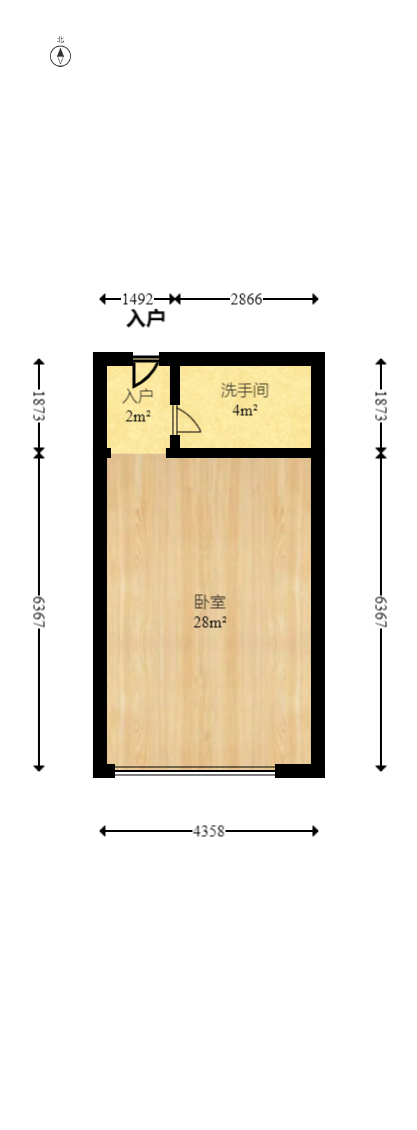 第六都（陆都小区）  1室1厅1卫   69.00万室内图1