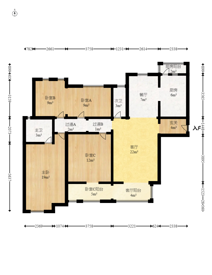 八方小区C区  4室2厅2卫   530.00万室内图1