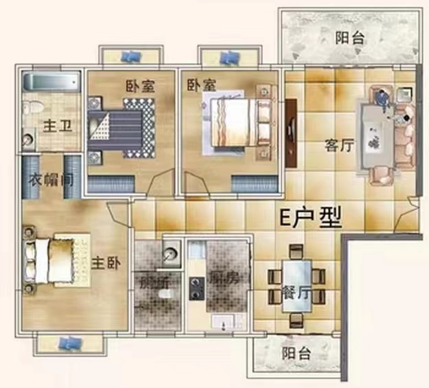 金质颐园  4室2厅2卫   120.00万室内图