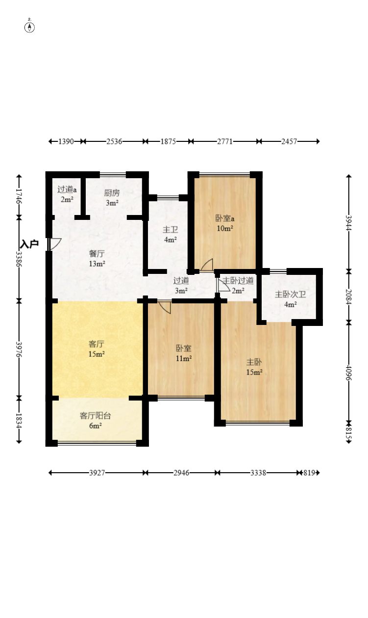 山水湾 3室2厅2卫 100.0万 山水湾 3室2厅2卫 100.0万户型图