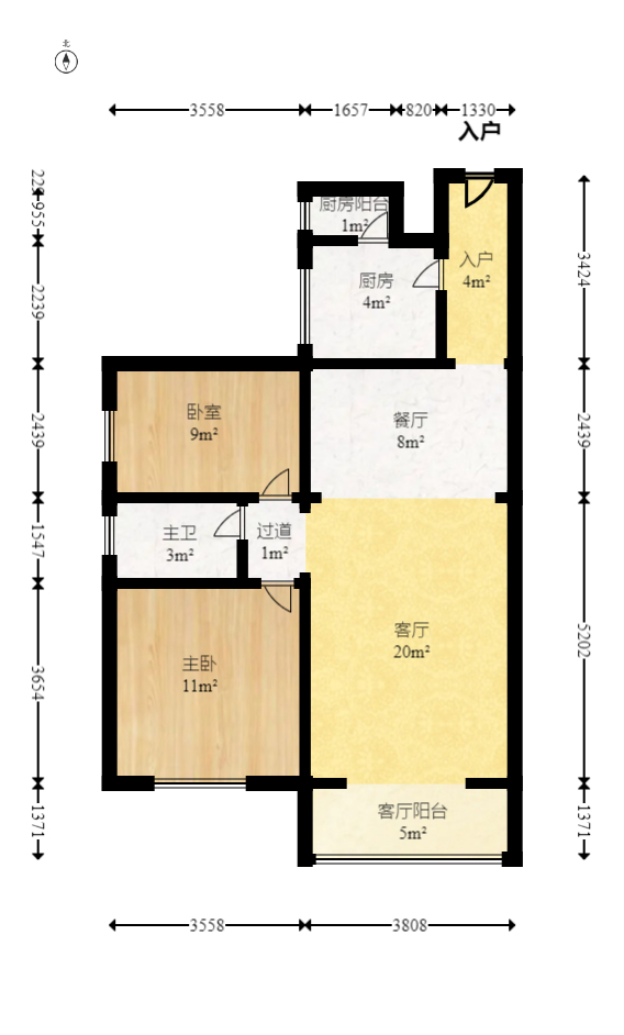 金碧文华  2室2厅1卫   80.00万室内图1