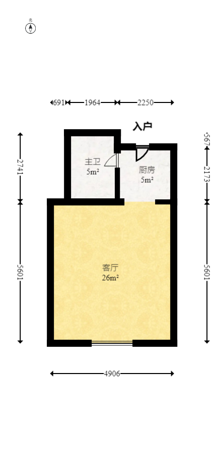 德庆水韵山城  1室1厅1卫   26.80万室内图1