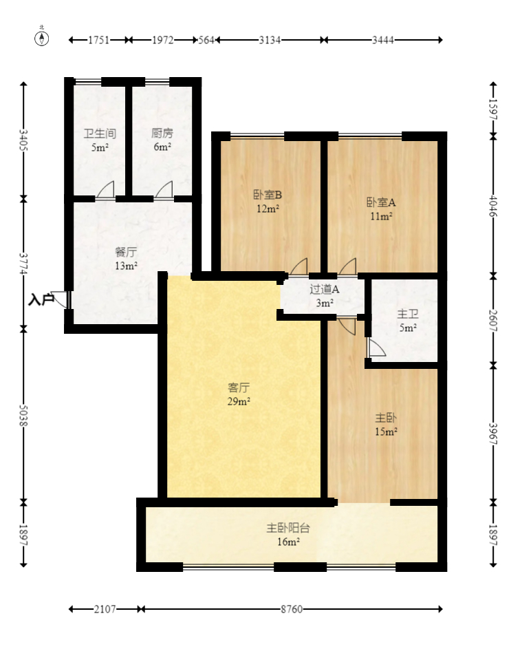 八方小区B区  3室2厅2卫    490.0万室内图1