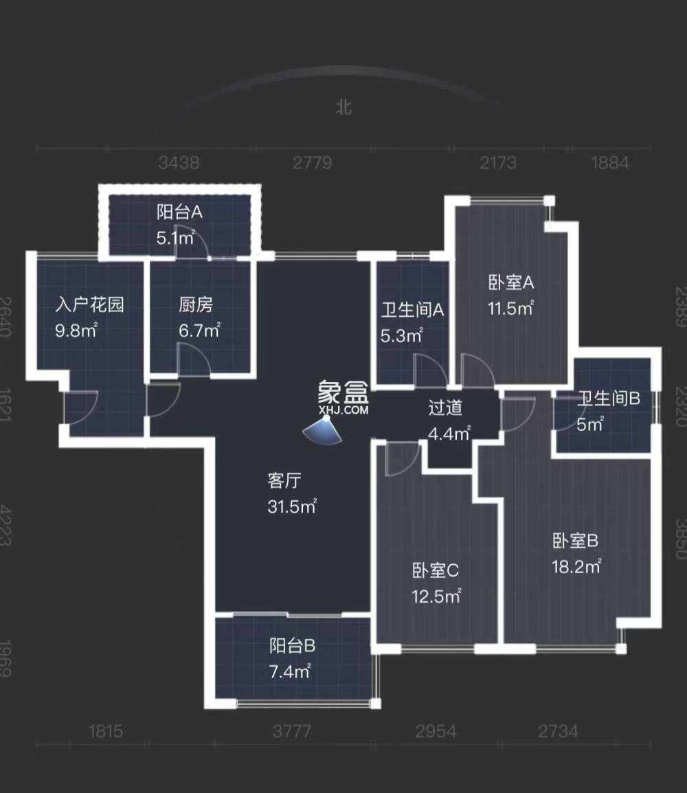晋合湘水湾三期  3室2厅2卫   135.00万室内图