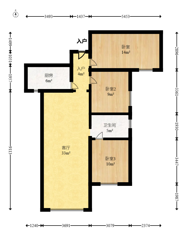 中交中央公园D4区  3室2厅1卫    103.8万室内图1