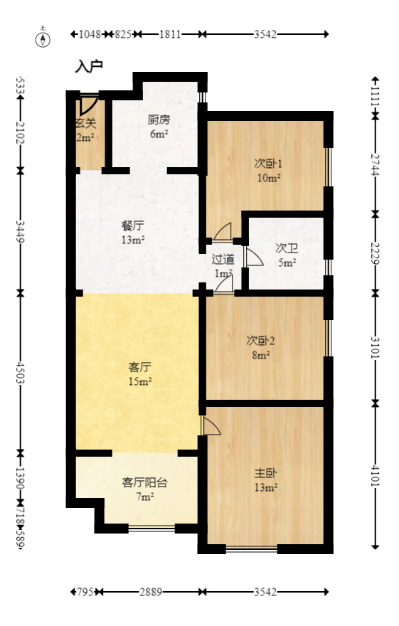 万科里金域滨江  3室2厅1卫   165.00万室内图1