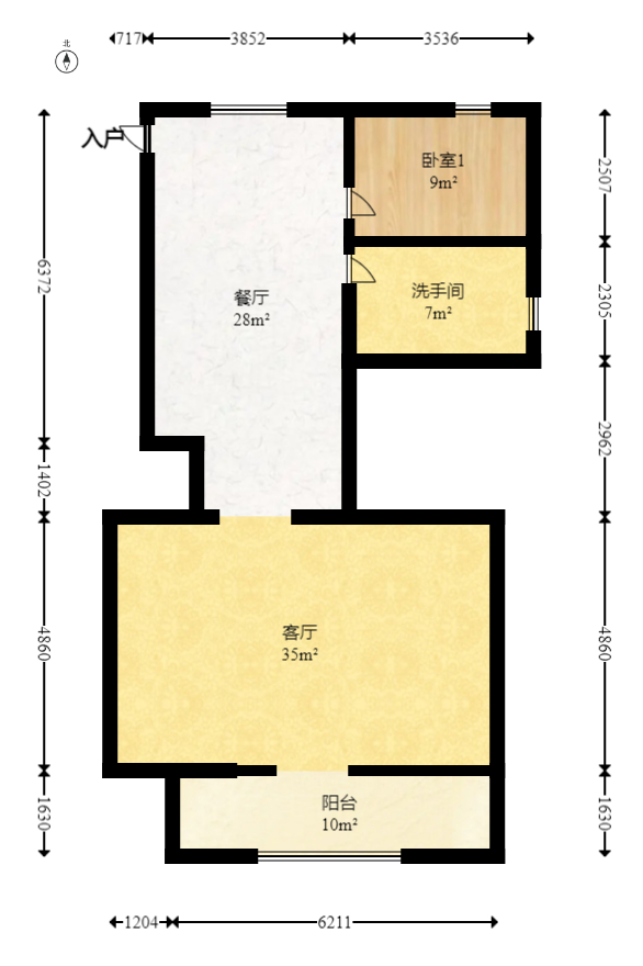 （华凌大厦）五华酒店宿舍  5室2厅2卫   168.00万室内图1