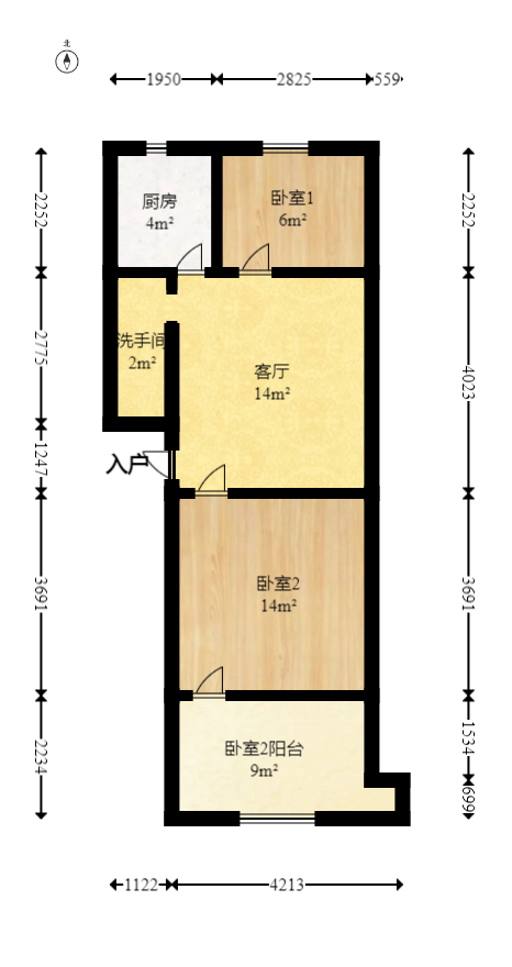 省儿童医院单位宿舍  2室1厅1卫   60.00万室内图1