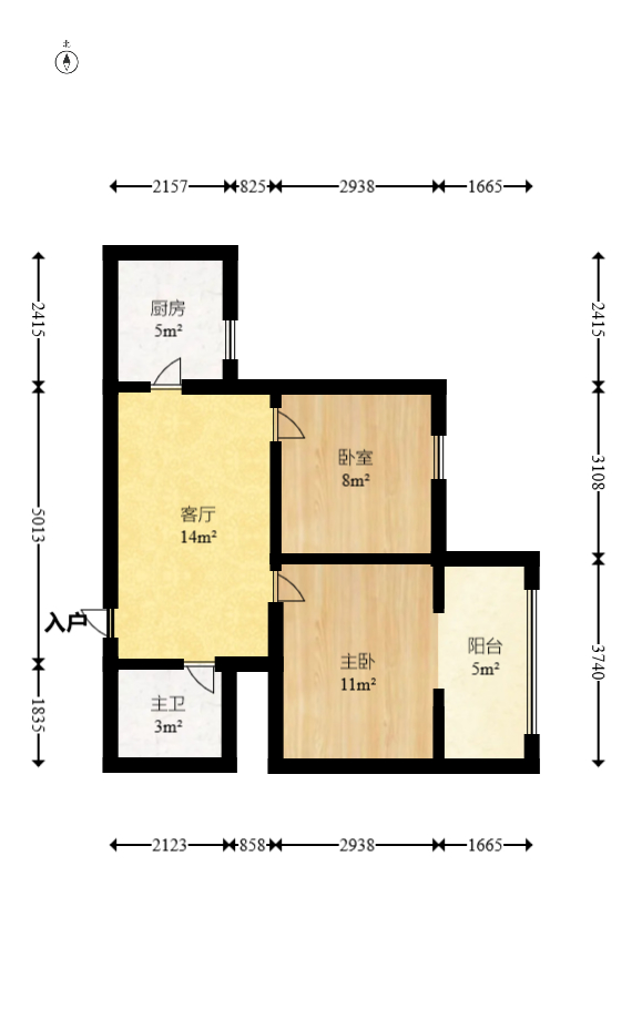 五一中央领御  2室1厅1卫    86.0万 五一中央领御  2室1厅1卫    86.0万户型图