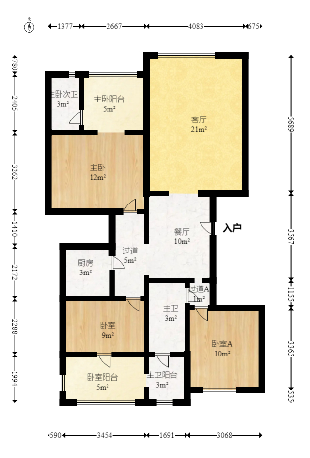 华新花苑  3室2厅2卫   96.80万室内图1