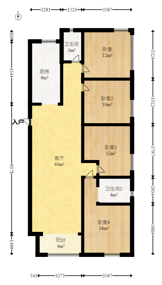 芙蓉万国城MOMA(卓越汇富苑) 4室1厅1卫 118.00万 芙蓉万国城MOMA(卓越汇富苑) 4室1厅1卫 118.00万户型图